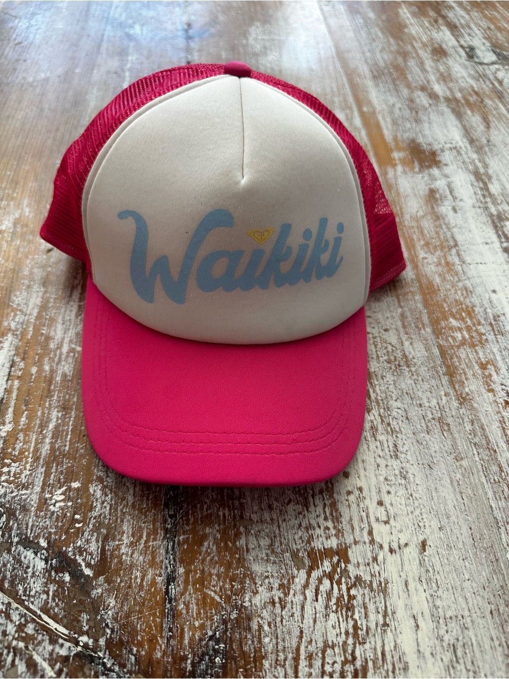 Roxy Waikiki Pink and Cream Trucker Hat